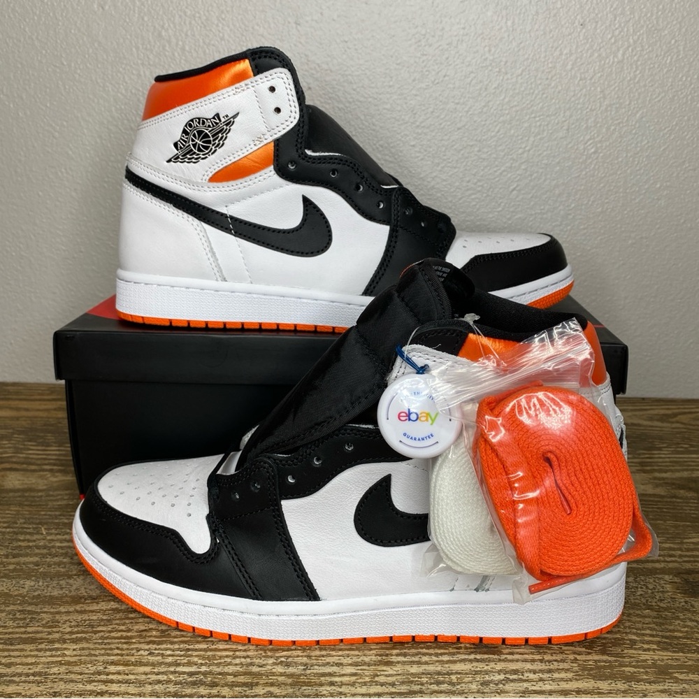NEW mens Nike air Jordan 1 retro high shoes electro orange black white size 9.5